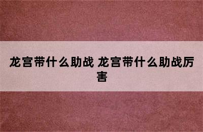 龙宫带什么助战 龙宫带什么助战厉害